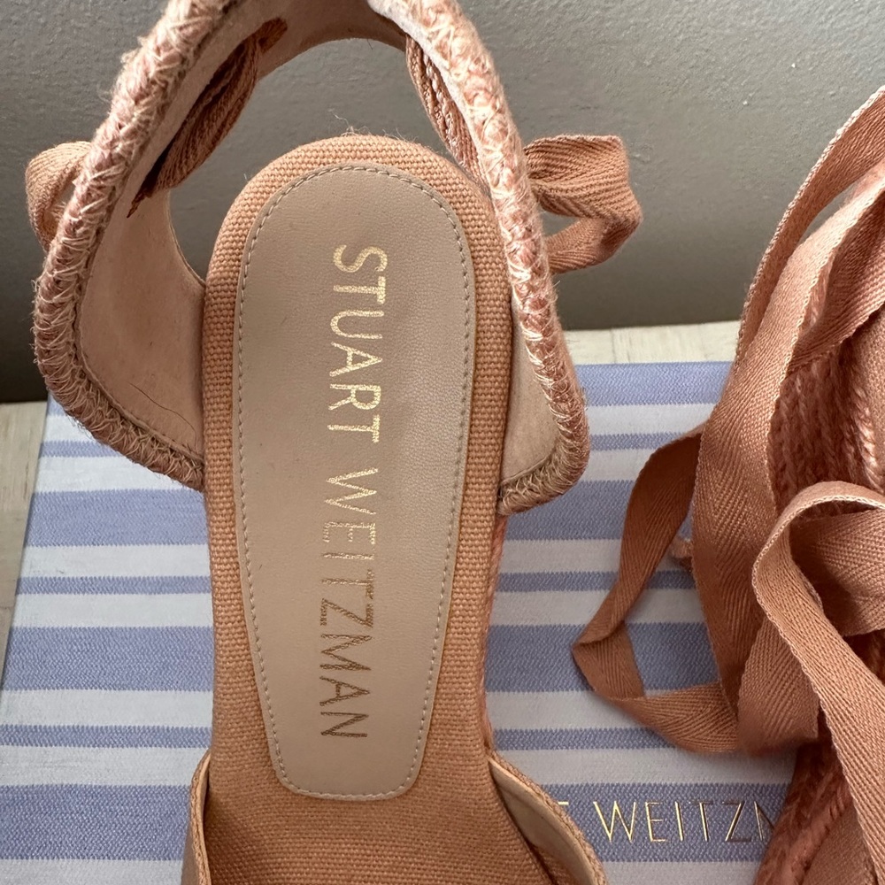 Stuart Weitzman Peach Marguerita Espadrille Wedges - Picture 7 of 11